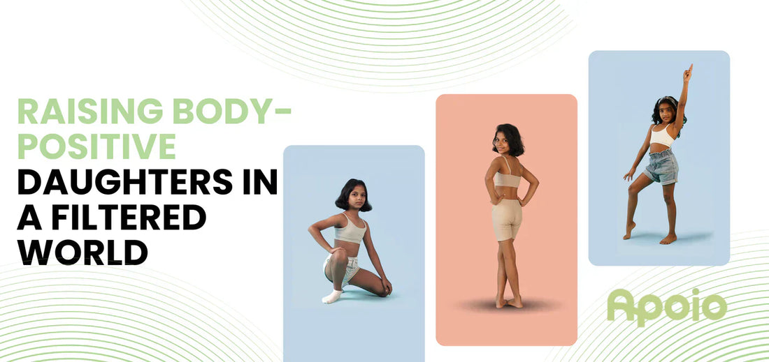 Mother guiding daughter body positivity